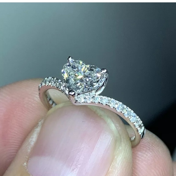 Fashion 925Silver Heart Rings Women White Sapphire - Picture 2 of 2